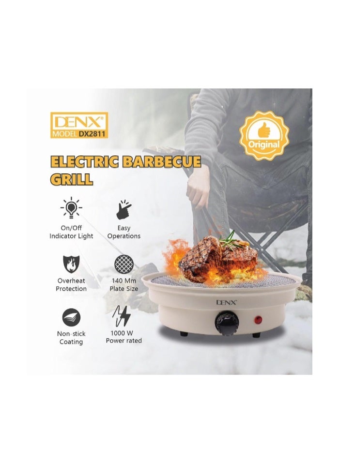 DENX DX2811 Barbecue Grill – Portable Outdoor BBQ Grill with Non-Stick Surface & Removable Grease Tray for Camping, Picnic, Garden & Balcony Cooking - Image 4