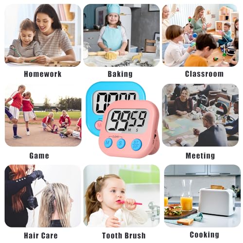 ZILLEEN Classroom Timer for Kids Teachers 2 Pack Digital Timers, Blue & Pink - Image 5