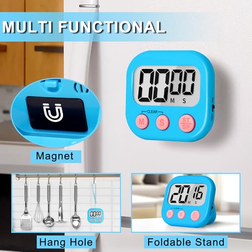 ZILLEEN Classroom Timer for Kids Teachers 2 Pack Digital Timers, Blue & Pink - Image 2