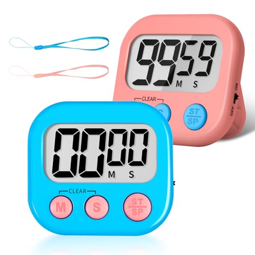 ZILLEEN Classroom Timer for Kids Teachers 2 Pack Digital Timers, Blue & Pink - Image 1