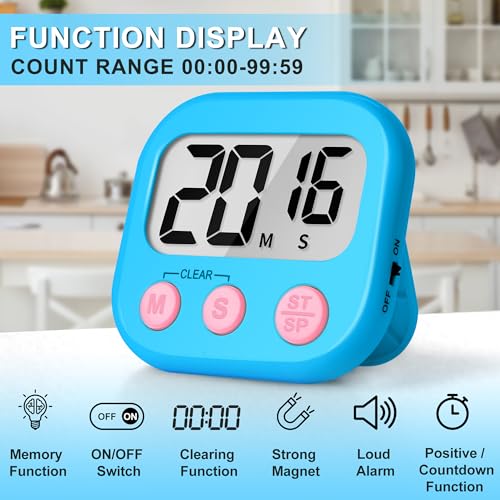 ZILLEEN Classroom Timer for Kids Teachers 2 Pack Digital Timers, Blue & Pink - Image 4