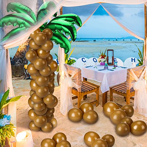 Sratte 100 Pcs Palm Tree Leaves Balloons Coconut Balloons Set 10 Pcs Foil Green Coconut Tree Leaves 90 Pcs Brown Latex for Hawaii Luau Tropical Party Birthday Baby Shower - Image 4