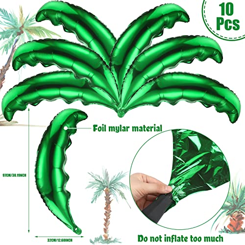 Sratte 100 Pcs Palm Tree Leaves Balloons Coconut Balloons Set 10 Pcs Foil Green Coconut Tree Leaves 90 Pcs Brown Latex for Hawaii Luau Tropical Party Birthday Baby Shower - Image 2
