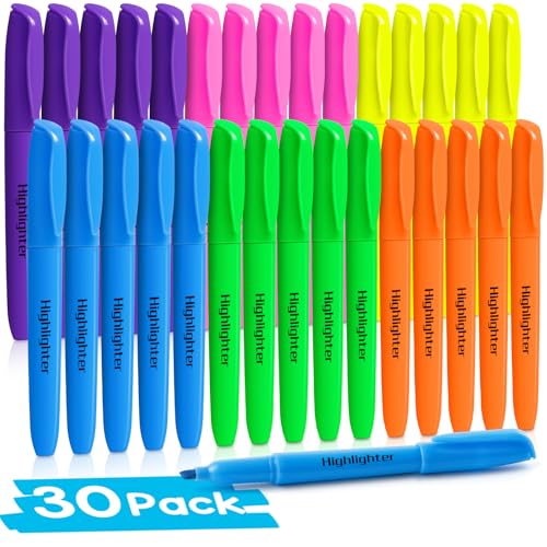 V-Opitos مجموعة V-Opitos من 30 قلم تمييز بألوان متنوعة 6، لا تسرب، ساطعة مع رؤوس مائلة ناعمة، مثالية لمستلزمات المكتب والمدرسة - Image 1