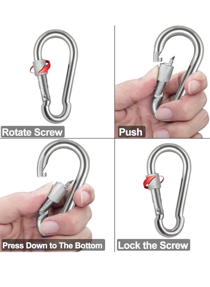 رينوفو 4 قطع من مشبك حلقة تثبيت إبهام من الفولاذ المقاوم للصدأ عالي الجودة للاستخدام في الهواء الطلق والتخييم والمشي لمسافات طويلة والتأرجح وصالة الألعاب الرياضية ومقود الكلب والمزيد - Image 2