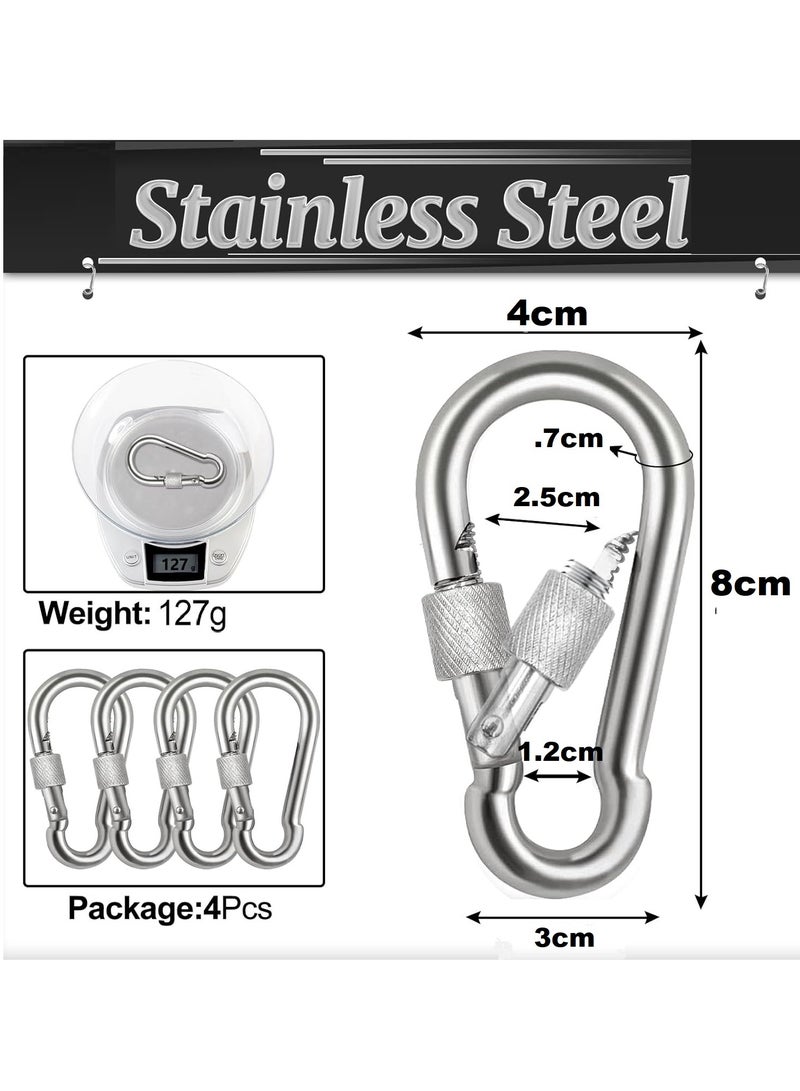 رينوفو 4 قطع من مشبك حلقة تثبيت إبهام من الفولاذ المقاوم للصدأ عالي الجودة للاستخدام في الهواء الطلق والتخييم والمشي لمسافات طويلة والتأرجح وصالة الألعاب الرياضية ومقود الكلب والمزيد - Image 3
