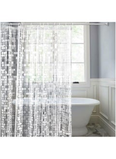 Shower Curtain with Plastic Hooks Waterproof EVA Clear 3D Geometric Patterns for Bathroom (W180 x H200 cm) - pzsku/ZA1ACFBC5A29DAD6AD0D1Z/45/_/1719484969/7772d3a1-ec68-4a05-8749-289ec2175cd1