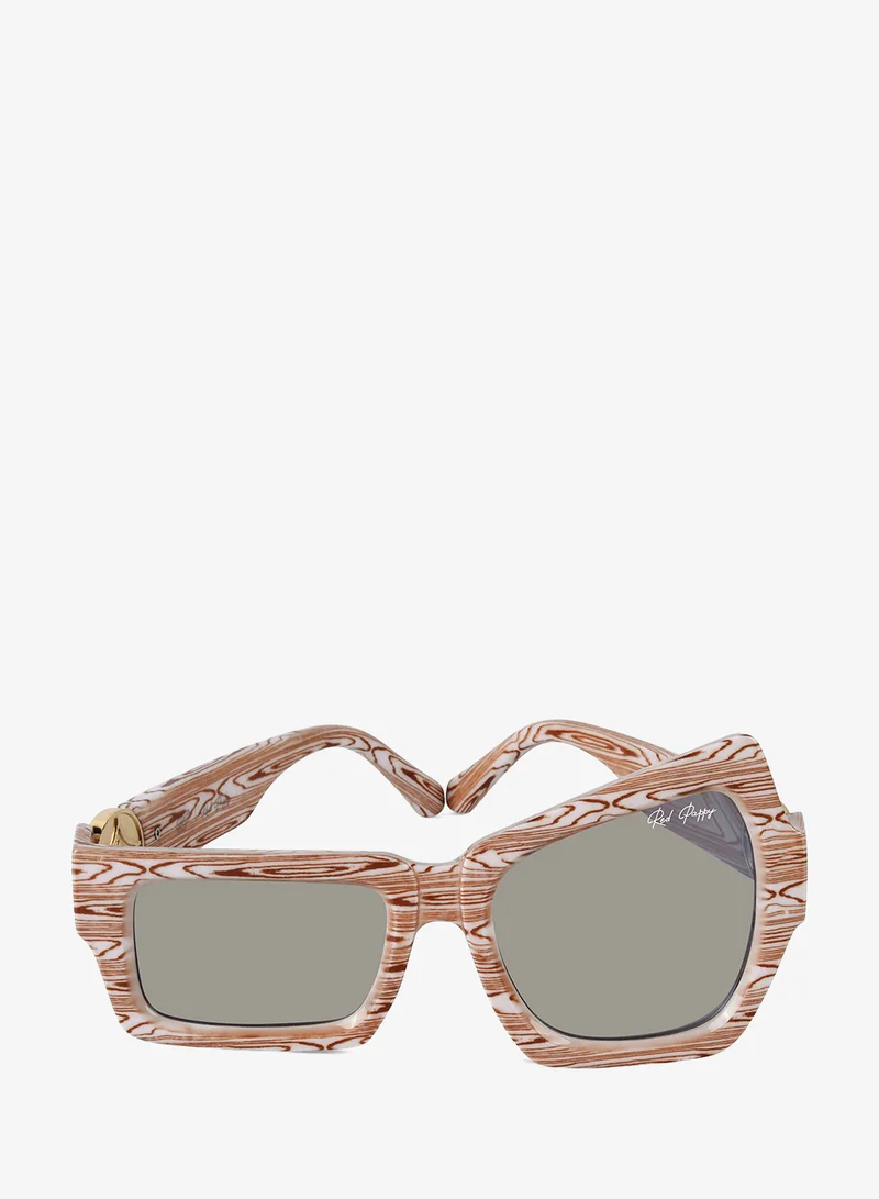 Woggles Red Pappy Aurify Mirror Asymetrical Sunglasses
