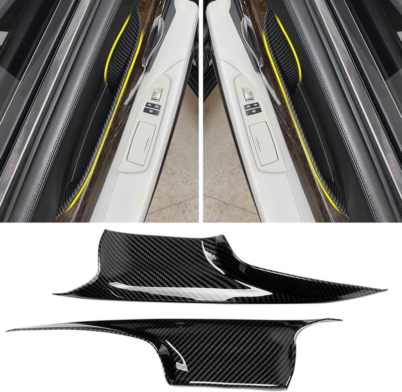 Jaronx Compatible with BMW 7 Series Door Handle Covers, Carbon Fiber Pattern F01/F02 Door Pull Handle Covers, Front Row Driver Door and Passenger Door Handles (F01/F02 730 740 750 760 2008-2014) - Image 1