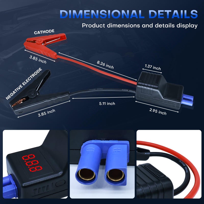 DY Power Sun EC5 Smart Jump Starter Clamps,EC5 Heavy Duty Jump Starter Automotive Booster Clamp Cables Replacement Alligator Clamps with Intelligent LCD Screen for 12V Car Jump Starterand Many Other Brands - Image 2