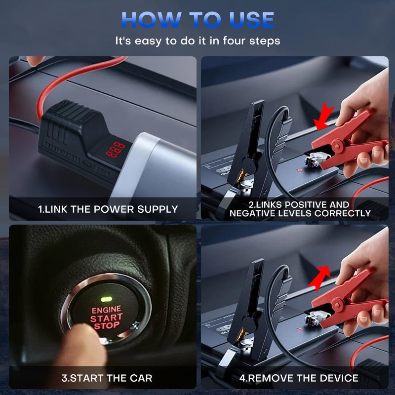 DY Power Sun EC5 Smart Jump Starter Clamps,EC5 Heavy Duty Jump Starter Automotive Booster Clamp Cables Replacement Alligator Clamps with Intelligent LCD Screen for 12V Car Jump Starterand Many Other Brands - Image 4