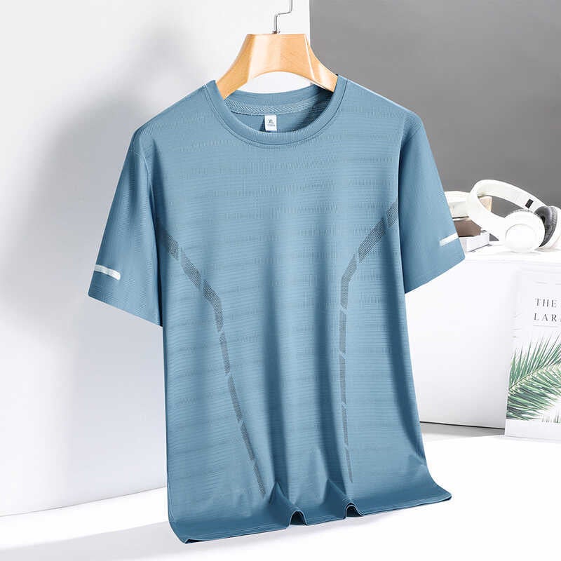 Short-sleeved T-shirt Men''s Summer Thin Ice Silk Breathable Mesh Sports Fitness Running Quick-drying Top 8903-P15 - Image 5