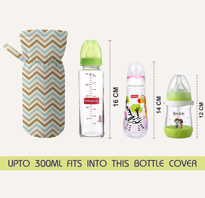 Custom Catch Cotton Soft Plush Baby Bottle Feeding Cover Tote Modern Bag Carrier Bag Bottle Cover with Strap Pack of 2, Multicolor - Image 2