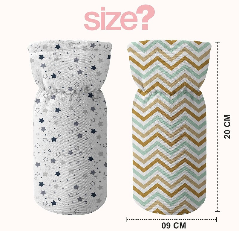 Custom Catch Cotton Soft Plush Baby Bottle Feeding Cover Tote Modern Bag Carrier Bag Bottle Cover with Strap Pack of 2, Multicolor - Image 5