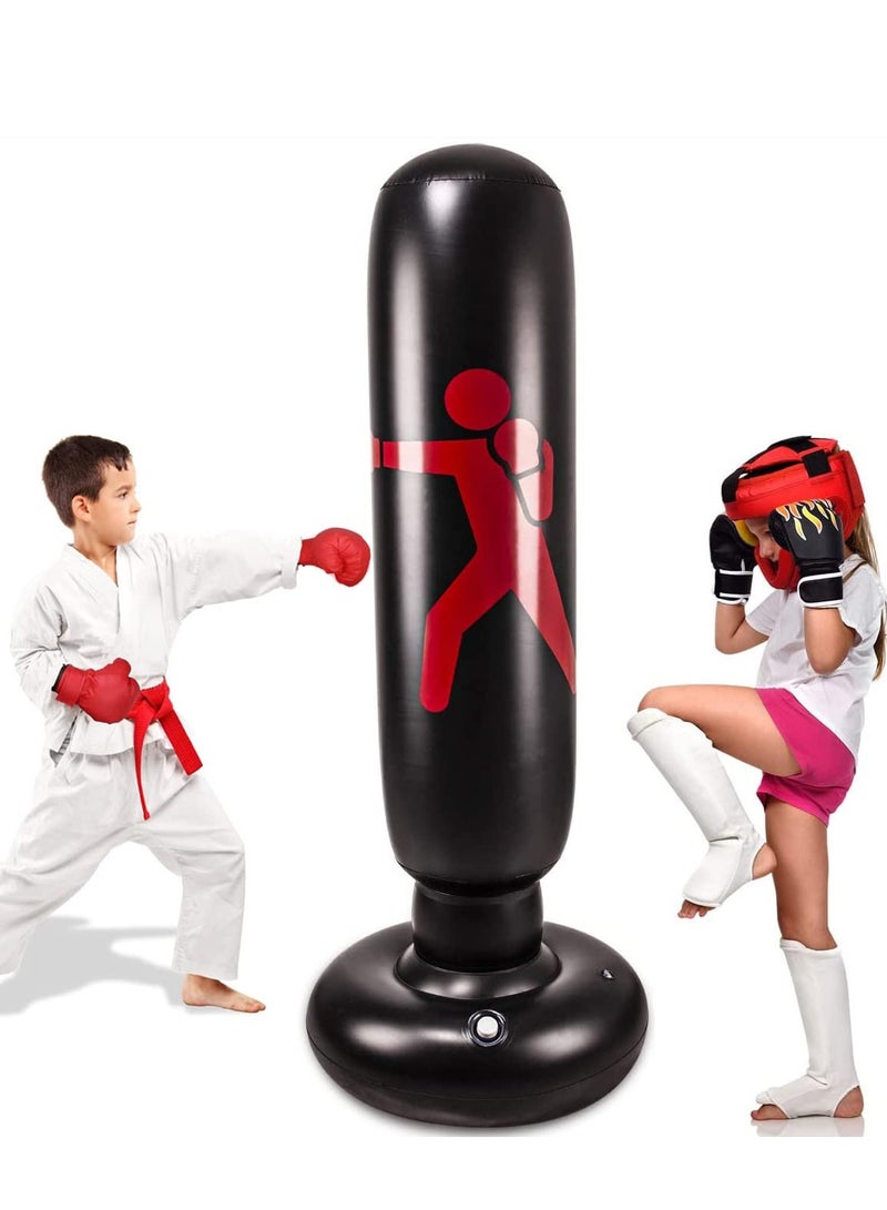 SOLARAE Inflatable Freestanding Punching Bag, Heavy Kickboxing Bags for Kids, Practice Target Columns, Portable Indoor Home Weighted Boxing Practicing Karate, Taekwondo - Image 1
