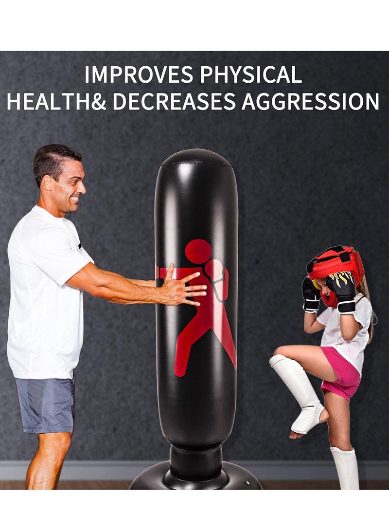 SOLARAE Inflatable Freestanding Punching Bag, Heavy Kickboxing Bags for Kids, Practice Target Columns, Portable Indoor Home Weighted Boxing Practicing Karate, Taekwondo - Image 3
