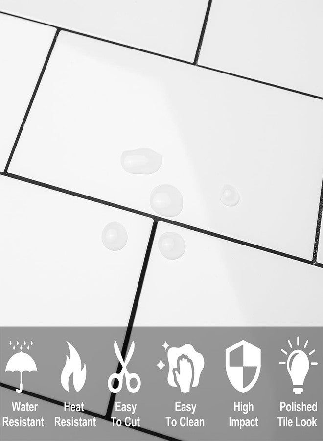 DICOFUN 10-Sheet Polished White Thick PVC Peel and Stick Backsplash, Ceramic Look Subway Tile White Kitchen Backsplash Peel and Stick Wall Tiles - Image 3