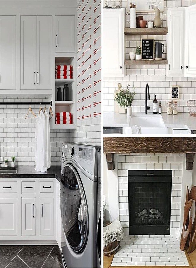 DICOFUN 10-Sheet Polished White Thick PVC Peel and Stick Backsplash, Ceramic Look Subway Tile White Kitchen Backsplash Peel and Stick Wall Tiles - Image 2