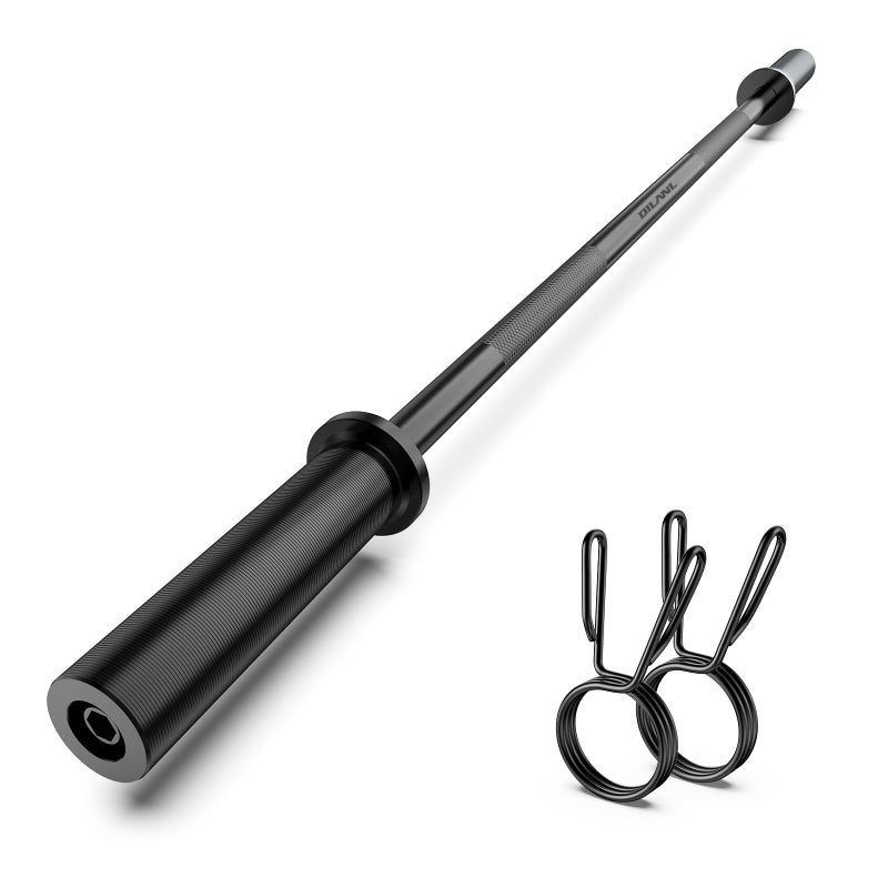 DILANL Olympic Barbell Bar 55", 2In-Weight Lifting Bar Standard Straight Barbell Bars for Bench Press/Hip Thrusts/Biceps/Lunges/Squat/Strength-Training Home Gym Weight Bar, 2 Collars(500lb Capacity) (Black) - Image 1