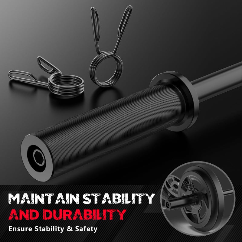DILANL Olympic Barbell Bar 55", 2In-Weight Lifting Bar Standard Straight Barbell Bars for Bench Press/Hip Thrusts/Biceps/Lunges/Squat/Strength-Training Home Gym Weight Bar, 2 Collars(500lb Capacity) (Black) - Image 5