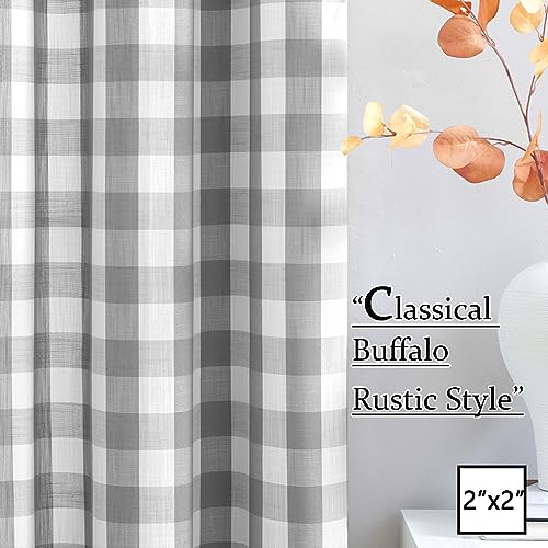 Jubilantex Grey White Buffalo Check Semi Sheer Curtain Panels Gingham Plaid Textured Curtains Drapery,Farmhouse Grommet Window Drapes for Living Room Bedroom Kids Room,2 Panels,40"x84" - Image 4