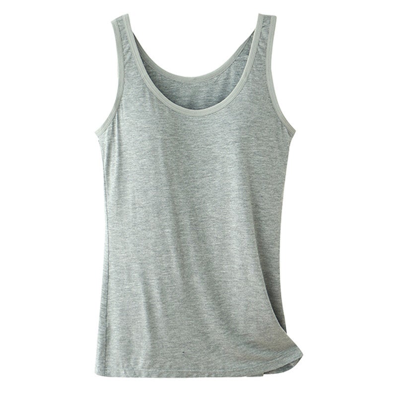 Modal spaghetti strap vest underwear women's integrated pajamas with chest pads summer thin home top no bra - Image 2