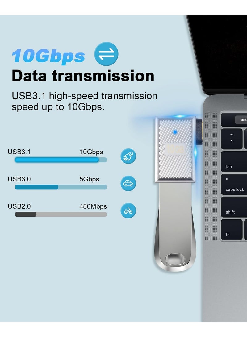 CMGTYYD Right Angle USB C to USB Adapter 10Gbps, USB A to USB C 90 Degree Adapter, USB C Male to USB A Female Adapter 120W with LED Lndicator Light for MacBook, Laptop, Samsung Galaxy 2 Pack  - Image 2