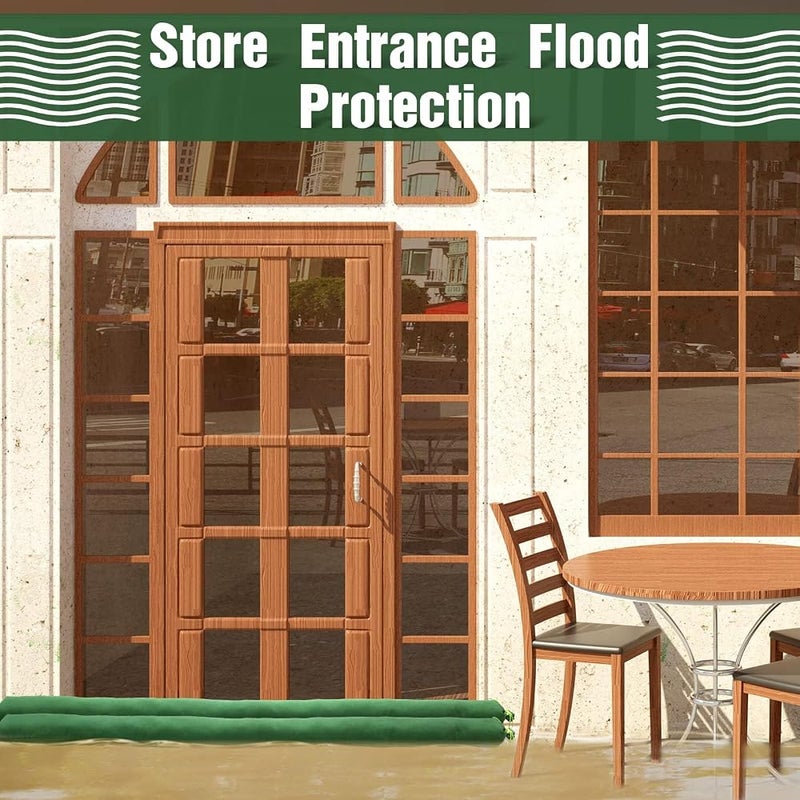Excefore Long Canvas Sandbags Flood, 4 Pcs Protection Thickened Reusable Sand Bags, Rain Wind Flood Barrier with Elastic Band Water Barrier Tube Sandbags for Door Window Rain Water Flood, Green - Image 3