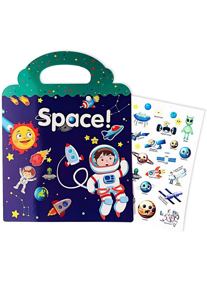 Chocozone 32 Reusable Stickers Book Waterproof Stickers Toys for 2 Years Old Boys & Girls Learning Preschool Educational Book for Kids (Space Astronaut) - Image 3