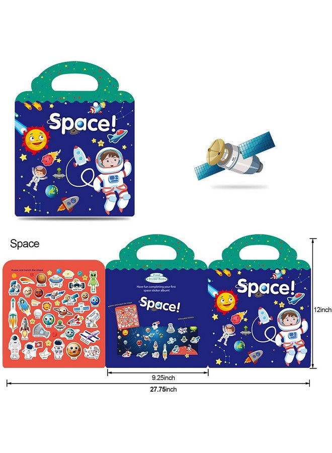 Chocozone 32 Reusable Stickers Book Waterproof Stickers Toys for 2 Years Old Boys & Girls Learning Preschool Educational Book for Kids (Space Astronaut) - Image 2