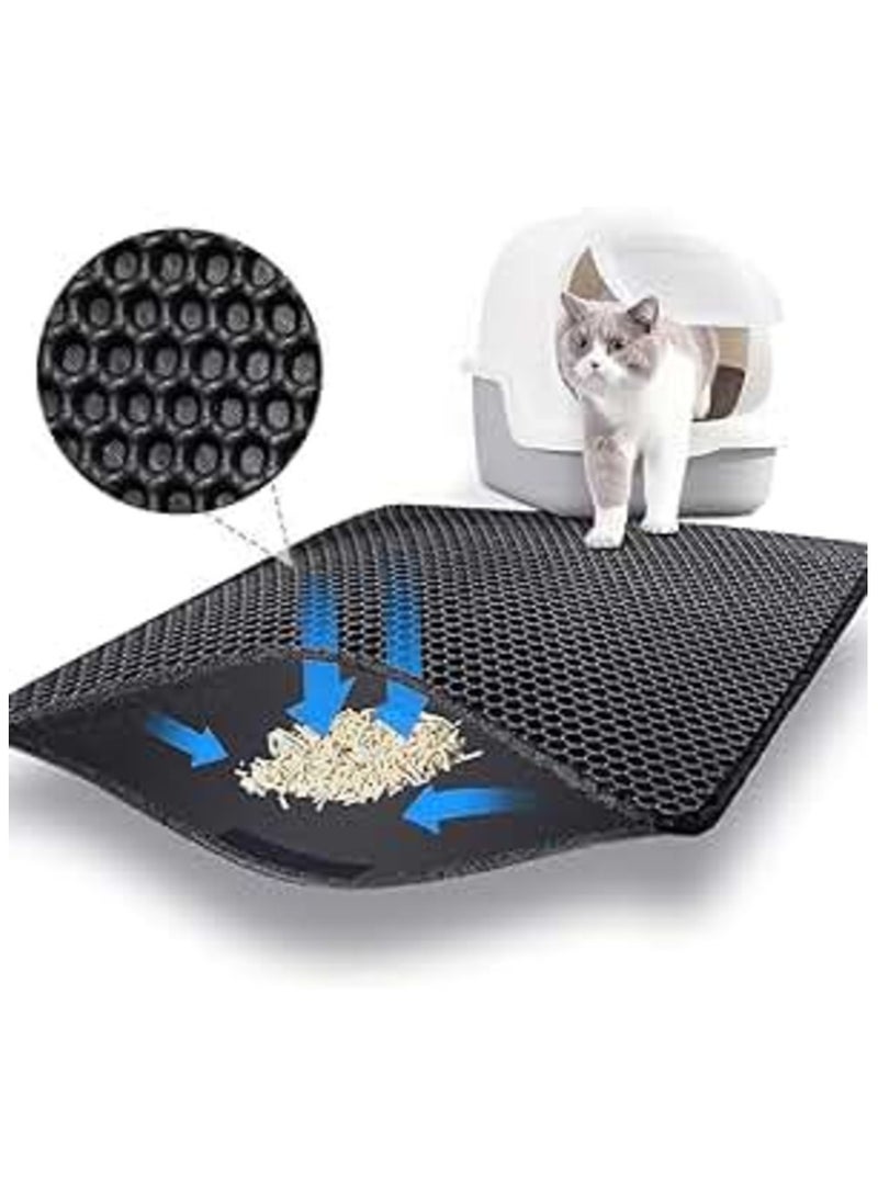 s2c premium cat litter mat cat litter matte scatter control cat mat waterproof double layer honeycomb design easy to clean cat accessories for indoor cats 55 75 - Image 1