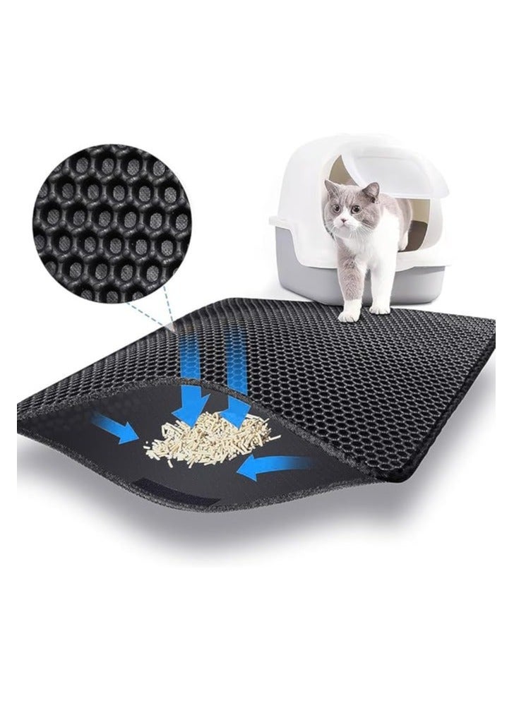 s2c premium cat litter mat cat litter matte scatter control cat mat waterproof double layer honeycomb design easy to clean cat accessories for indoor cats 55 75 - Image 2