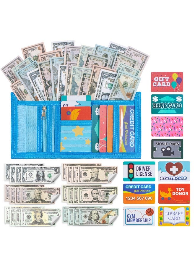 JOYIN JOYIN 35PCS Kids Replica Money, Credit Cards Set, Toddler Wallet, Single-Sided Printed Currency (Copy) for Math Learning, Cash Register Play, Dress Up Party Favors, Birthday Gift  - Image 1