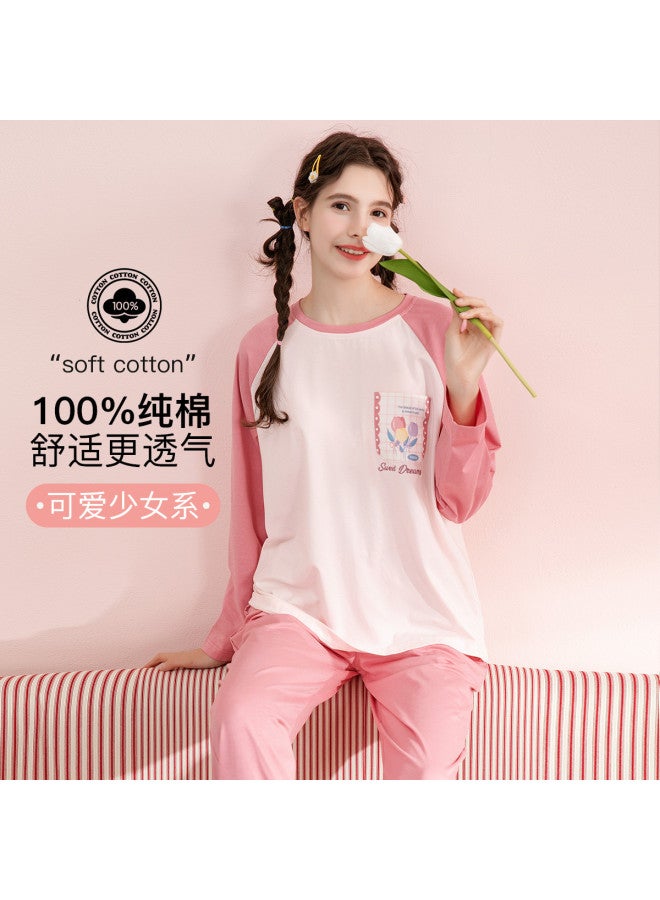 Fenton women's Round Neck Long-sleeve Pullover Pajama Set - Comfortable Homewear & Loungewear Outfit - Image 2