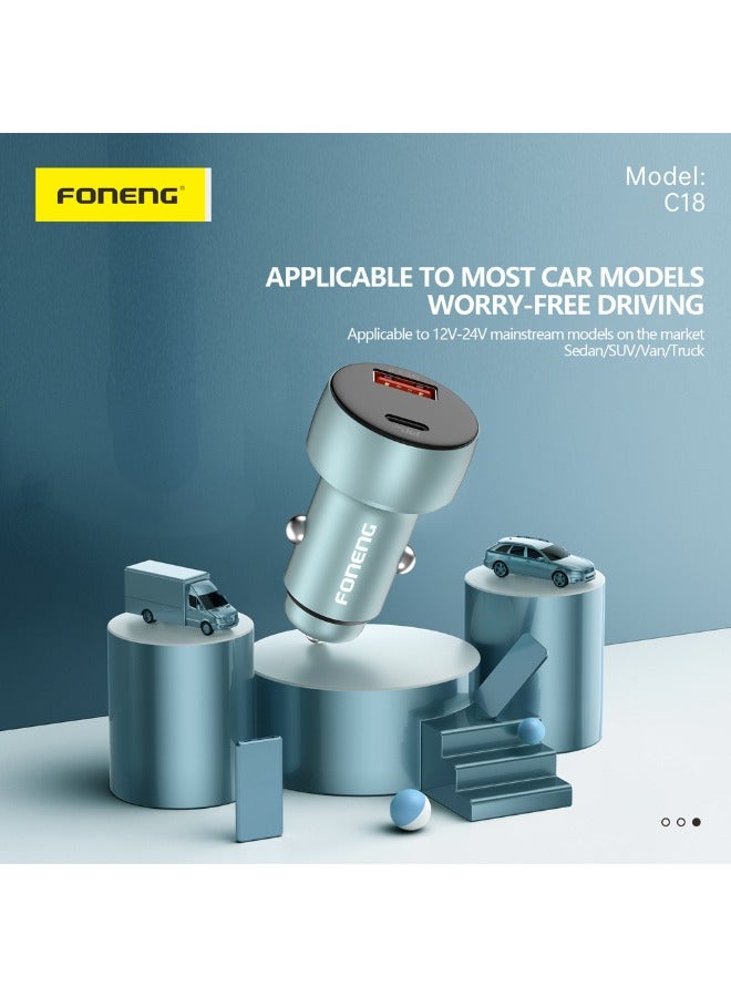 FONENG C18 48W Fast Car Charger with Digital Display and Aluminum Alloy Shell, Supports QC3.0 and PD30W - Image 5