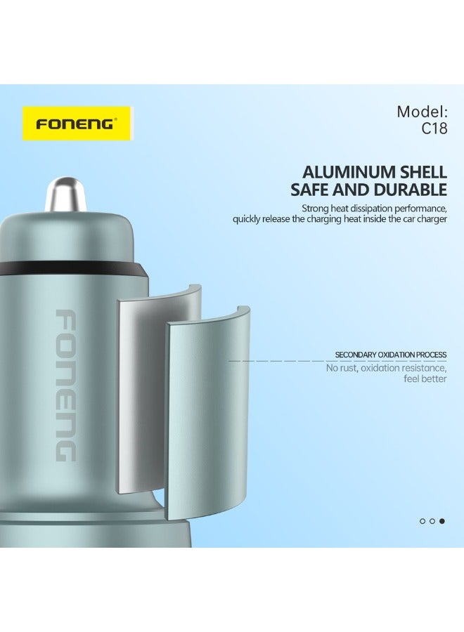 FONENG C18 48W Fast Car Charger with Digital Display and Aluminum Alloy Shell, Supports QC3.0 and PD30W - Image 4