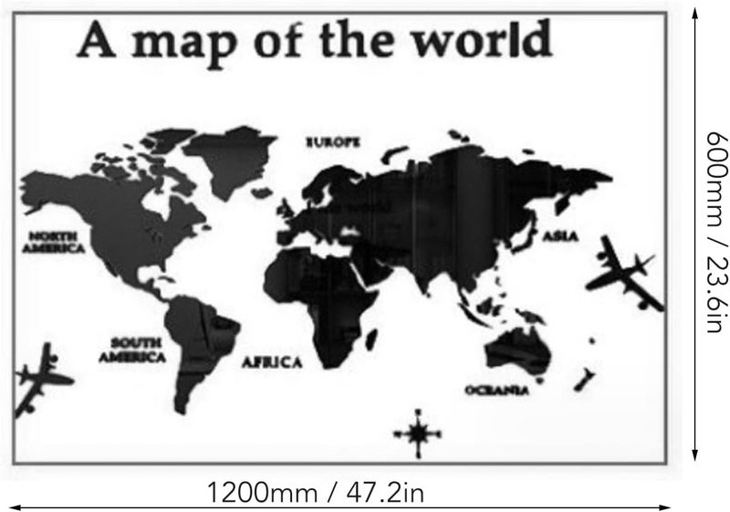 Pwshymi 3D World Map Wall Decal, 3D Wall Stickers DIY World Map Murals with Adhesive Backing for Bedroom Office Decor - Image 3