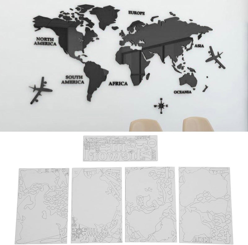 Pwshymi 3D World Map Wall Decal, 3D Wall Stickers DIY World Map Murals with Adhesive Backing for Bedroom Office Decor - Image 2