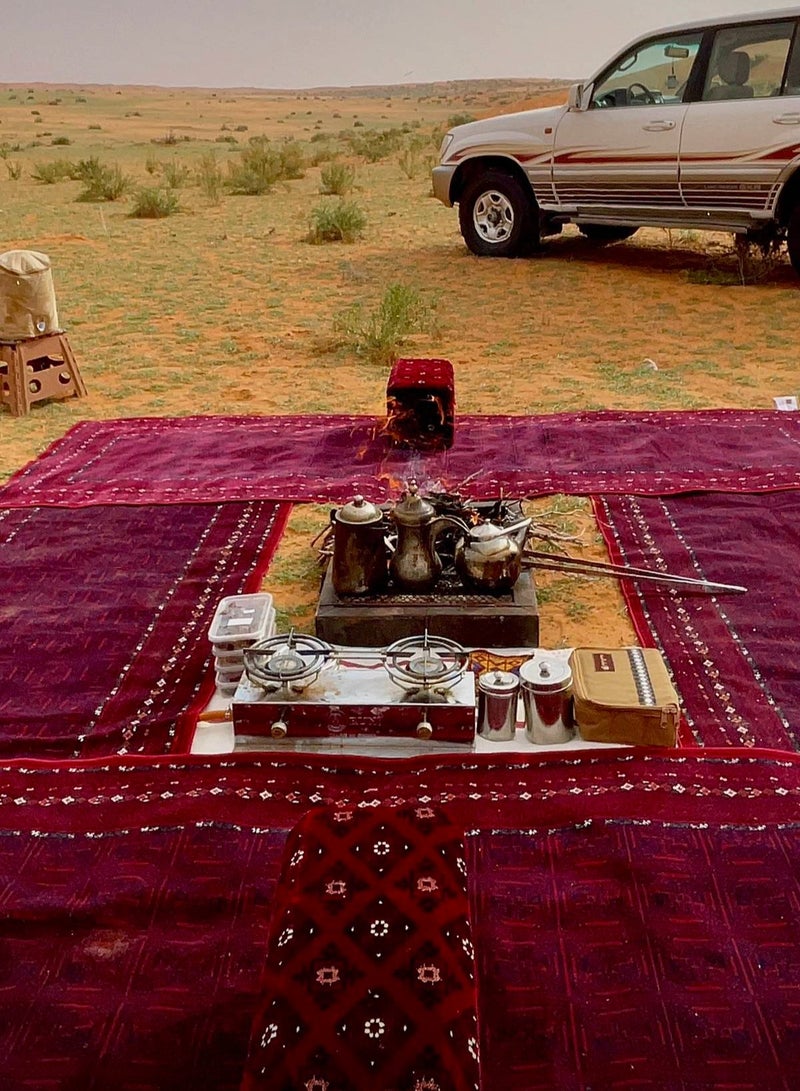 سجادتي مدة سدو من سجادتي بتصميم تراثي مستوحى من نقشات السدو فرشة رحلات عملية للبر والتخييم تضيف لمسة أصالة لمكان جلوسك أحمر - Image 5