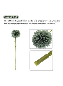 MECCANIXITY MECCANIXITY Artificial Flower Heads, Silk Chrysanthemum Ball Hydrangea Green Faux Flowers for DIY Craft Wedding and Party Decoration Pack of 24  - Image 4