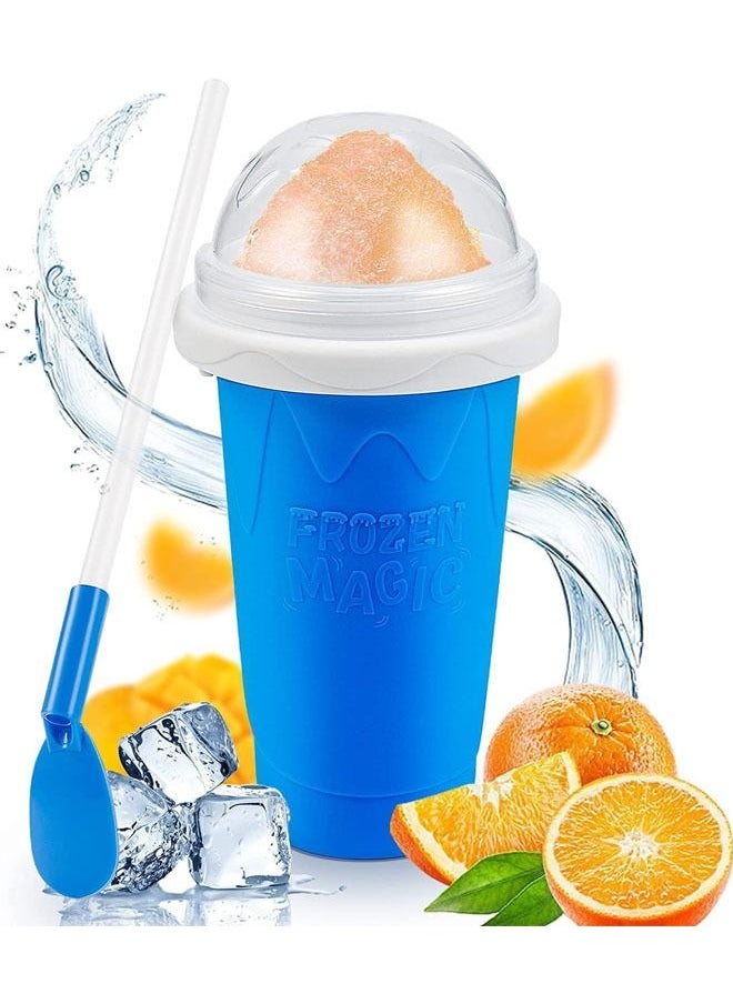 Arabest - Frozen Magic Slushy Maker Squeeze Cup, Portable Silica Freeze Mug for Milkshake Slush and Ice Cream Smoothie, Quick Frozen Smoothies Slushy Ice Cream Maker with Dome Lids Blue - Image 1