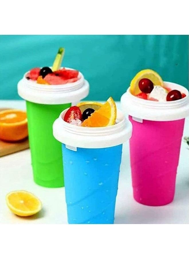 Arabest - Frozen Magic Slushy Maker Squeeze Cup, Portable Silica Freeze Mug for Milkshake Slush and Ice Cream Smoothie, Quick Frozen Smoothies Slushy Ice Cream Maker with Dome Lids Blue - Image 1