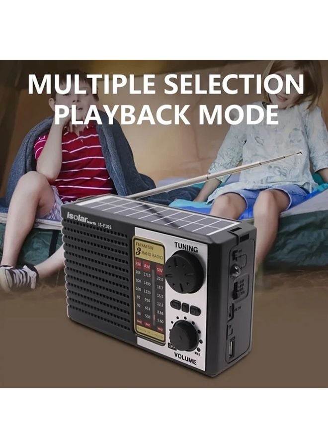 Portable Rechargeable Solar Radio Speaker FM AM MP3 Player Flashlight For Outdoor Camping Emergency 1pc - Image 5