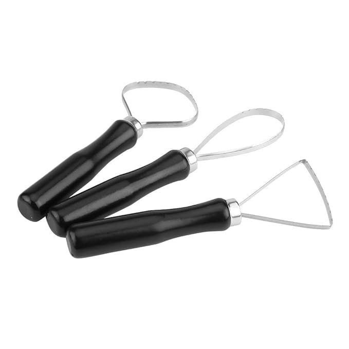 LUOSHI 3pcs Pottery Clay Sculpting Tools Big Ceramic Loop Tool with Steel Flat Wire - Image 1