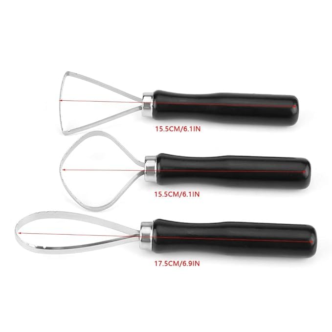 LUOSHI 3pcs Pottery Clay Sculpting Tools Big Ceramic Loop Tool with Steel Flat Wire - Image 2