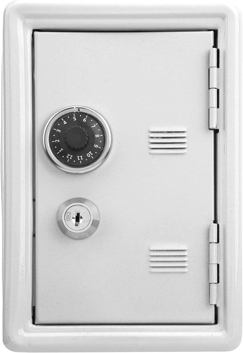 klarako fire safe box for home,Mini Metal Key Safe Creative Savings Tank Simulation Password Children's Safe Ivory White (White) - Image 1