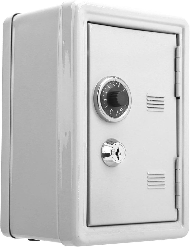klarako fire safe box for home,Mini Metal Key Safe Creative Savings Tank Simulation Password Children's Safe Ivory White (White) - Image 3