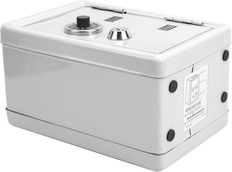 klarako fire safe box for home,Mini Metal Key Safe Creative Savings Tank Simulation Password Children's Safe Ivory White (White) - Image 4