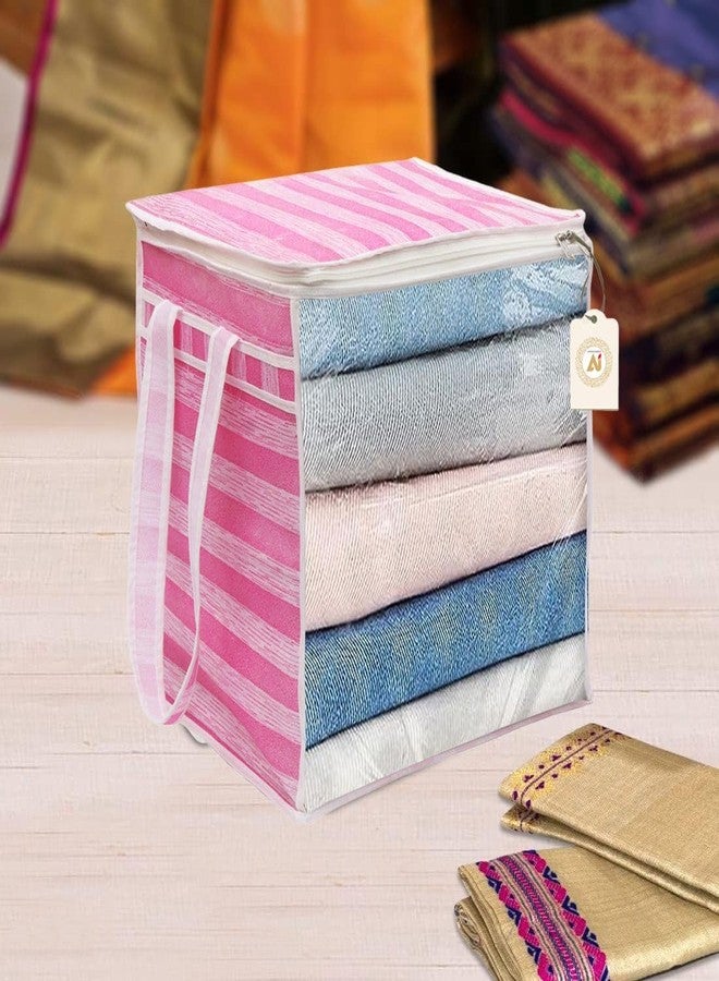 AARON INC Saree Storage Bag | Premium Wardrobe Cloth Organizer Box | Large Garment Cover with Polka Dot Design | Durable Fabric, Transparent Window | Pack Of 5 AWPM12408 - Image 5