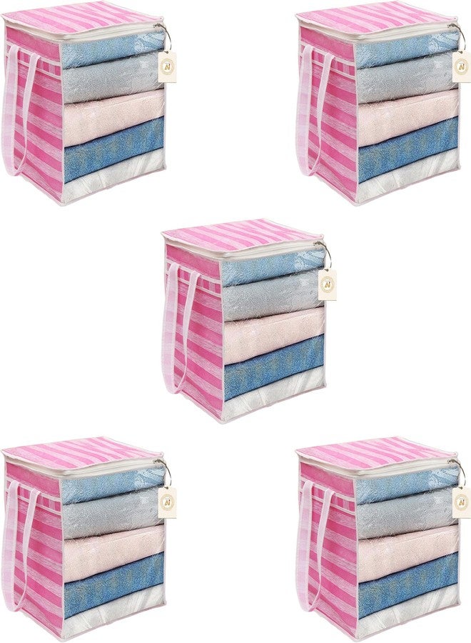 AARON INC Saree Storage Bag | Premium Wardrobe Cloth Organizer Box | Large Garment Cover with Polka Dot Design | Durable Fabric, Transparent Window | Pack Of 5 AWPM12408 - Image 1